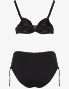 swest Bikini Negru Sutien cu Încrețituri și Chiloți cu Șnururi Kinevia