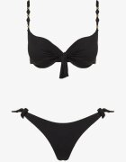 swest Bikini Negru Sutien și Chiloți Decorate Cu Legătură Uloselira