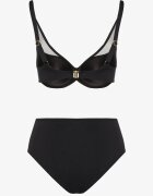 swest Bikini negru Sutien și Chiloți Slip decorate cu plasă Linaravia