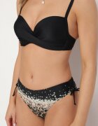 swest Bikini negru Sutien și chiloți tip slip cu acoperământ suplimentar cu model leopard Pasalitia