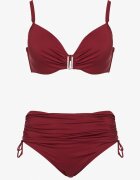 swest Bikini Roșu Sutien cu Volane și Chiloți Figi cu Șnururi Kinevia