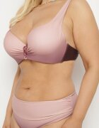 swest Bikini Roz închis Slip și Sutien cu încrețituri decorative Linaronia