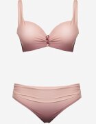 swest Bikini Roz închis Slip și Sutien cu încrețituri decorative Linaronia