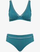 swest Bikini Sutien și Chiloți Tip Slip Verde Închis cu Model Ajurat Lunella