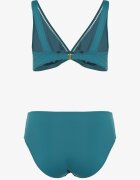 swest Bikini Sutien și Chiloți Tip Slip Verde Închis cu Model Ajurat Lunella