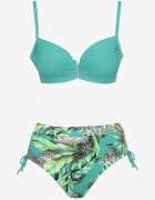 swest Bikini Verde închis Sutien și Chiloți slip cu șnururi cu Model Tropical Sadeille