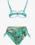 swest Bikini Verde închis Sutien și Chiloți slip cu șnururi cu Model Tropical Sadeille