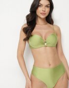swest Bikini verde Sutien cu Aplicație metalică și Slipuri Kinelisa