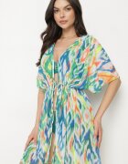 swest Cardigan Verde de plasă cu model abstract și legătură Revarella