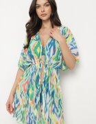swest Cardigan Verde de plasă cu model abstract și legătură Revarella