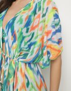 swest Cardigan Verde de plasă cu model abstract și legătură Revarella