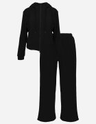 swest Compleu de trening polar cu hanorac cu fermoar și pantaloni largi Dorothisa Negru
