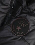 swest Geacă lungă de tranziție matlasată cu glugă și aplicație pe umăr Dianeta Neagră