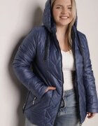 swest Geacă Matlasată Albastră Decorată Cu Matlasare Cu Glugă Detașabilă Falerosa
