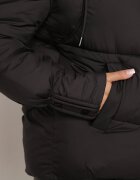 swest Geacă matlasată de iarnă cu glugă și guler cu blană Savolim Neagră