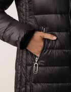 swest Geacă Neagră Lungă Matlasată cu Glugă Yiloute