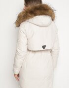 swest Geacă Parka Casuală Albă cu Glugă cu Blană Nallorea