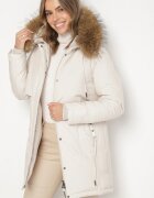 swest Geacă Parka Casuală Albă cu Glugă cu Blană Nallorea