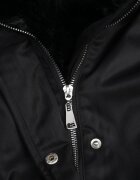 swest Geacă Parka Palton neagră de nailon decorată cu blană Faelana