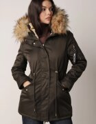 swest Geacă Parka Verde-Bej cu decor de blană detașabil la glugă Inellae