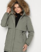 swest Geacă Parka Verde Casual cu Glugă cu Blană Nallorea