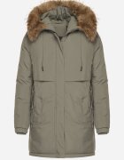 swest Geacă Parka Verde Casual cu Glugă cu Blană Nallorea
