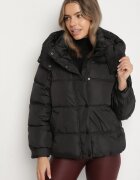swest Geacă Puffer Neagră Stil Oversize cu Glugă și Aplicație Azirva