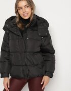 swest Geacă Puffer Neagră Stil Oversize cu Glugă și Aplicație Azirva