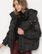 swest Geacă Puffer Neagră Stil Oversize cu Glugă și Aplicație Azirva
