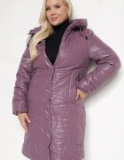swest Geacă Violet închis cu Glugă Decorată cu Cusături cu Manșete și Tiv Elastic Ittasia
