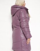 swest Geacă Violet închis cu Glugă Decorată cu Cusături cu Manșete și Tiv Elastic Ittasia