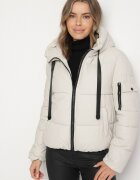 swest Jachetă Albă Matlasată Puffer cu Glugă și Benzi Decorative Relania