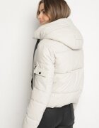 swest Jachetă Albă Matlasată Puffer cu Glugă și Benzi Decorative Relania