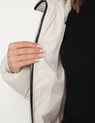 swest Jachetă Albă Matlasată Puffer cu Glugă și Benzi Decorative Relania