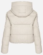 swest Jachetă Albă Matlasată Puffer cu Glugă și Benzi Decorative Relania