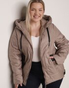 swest Jachetă Bej închis Matlasată cu Glugă și Fermoare Decorative Tulirisa
