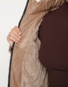 swest Jachetă Bej închisă Matlasată cu Croi Simplu cu Glugă Nileria