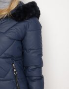 swest Jachetă de iarnă matlasată bleumarin cu guler lat de blană Elloriel
