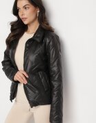 swest Jachetă matlasată neagră cu guler elegant și bordură elastică Dizana