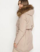 swest Jachetă Parka Casual Bej cu Glugă cu Blană Nallorea