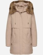swest Jachetă Parka Casual Bej cu Glugă cu Blană Nallorea