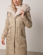 swest Jachetă Parka Palton Bej Nailon Decorată cu blană Faelana