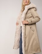 swest Jachetă Parka Palton Bej Nailon Decorată cu blană Faelana