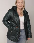 swest Jachetă Verde închisă Matlasată Decorată cu model matlasat cu Glugă Detașabilă Falerosa