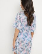 swest Kaftan de plajă Albastru-Roz cu flori cu legătură Ulonesia