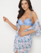 swest Kaftan de plajă Albastru-Roz cu flori cu legătură Ulonesia