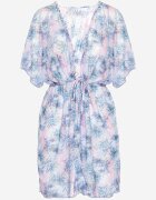 swest Kaftan de plajă Albastru-Roz cu flori cu legătură Ulonesia