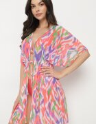 swest Kimono Portocaliu din plasă cu model abstract cu șnur Revarella