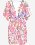 swest Kimono Portocaliu din plasă cu model abstract cu șnur Revarella
