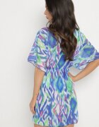 swest Kimono tip plasă albastru cu model abstract și legătură Revarella